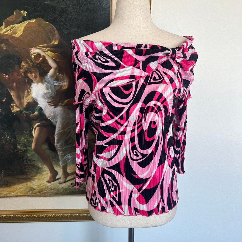 Y2K Retro Funky 3/4 Length Sleeve Printed Blouse